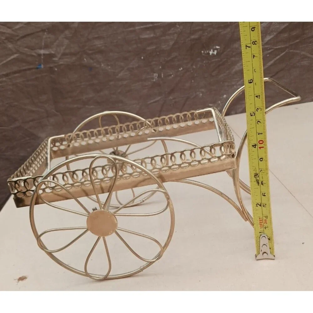 Doll House Vintage metal wire cart, basket holder 6